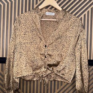 Jon & Anna Tan and Black Patterned Blouse